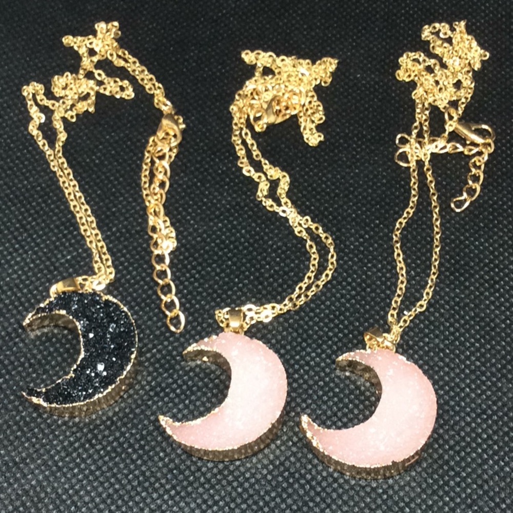 3 Moon Druzy Necklaces